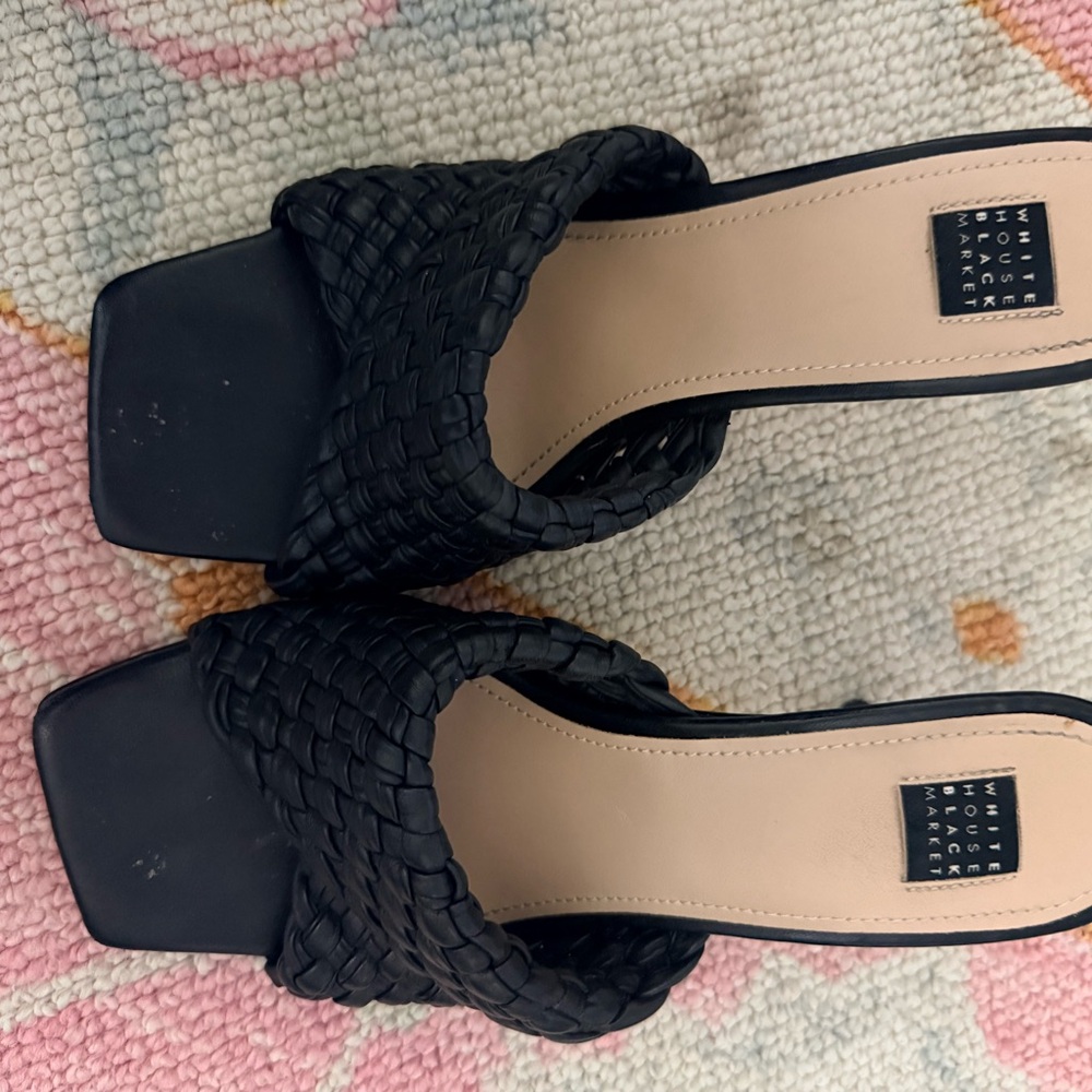White House Black Market Black Braided heels
